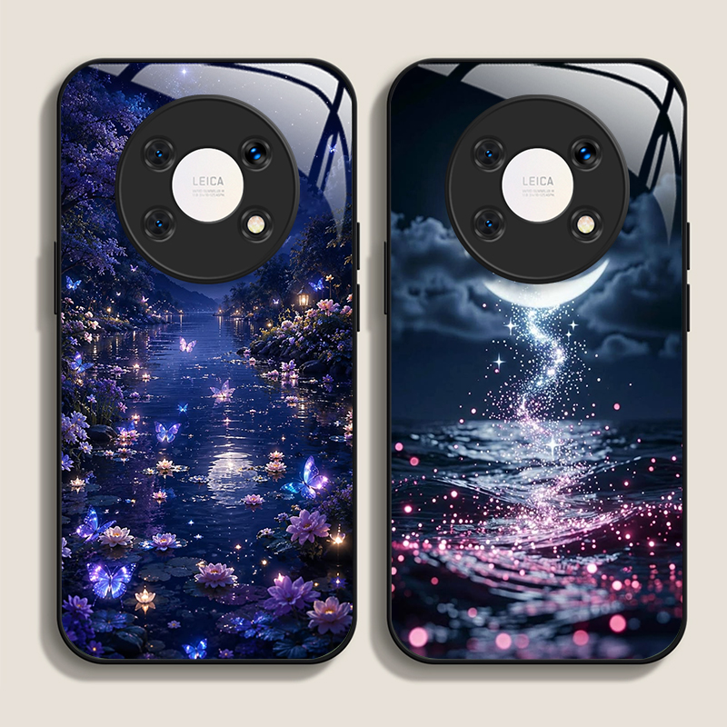 Huawei Nova 12 - 美しい夜の月景パターン強化ガラス製スマホケース Huawei Nova 13 Pro 12