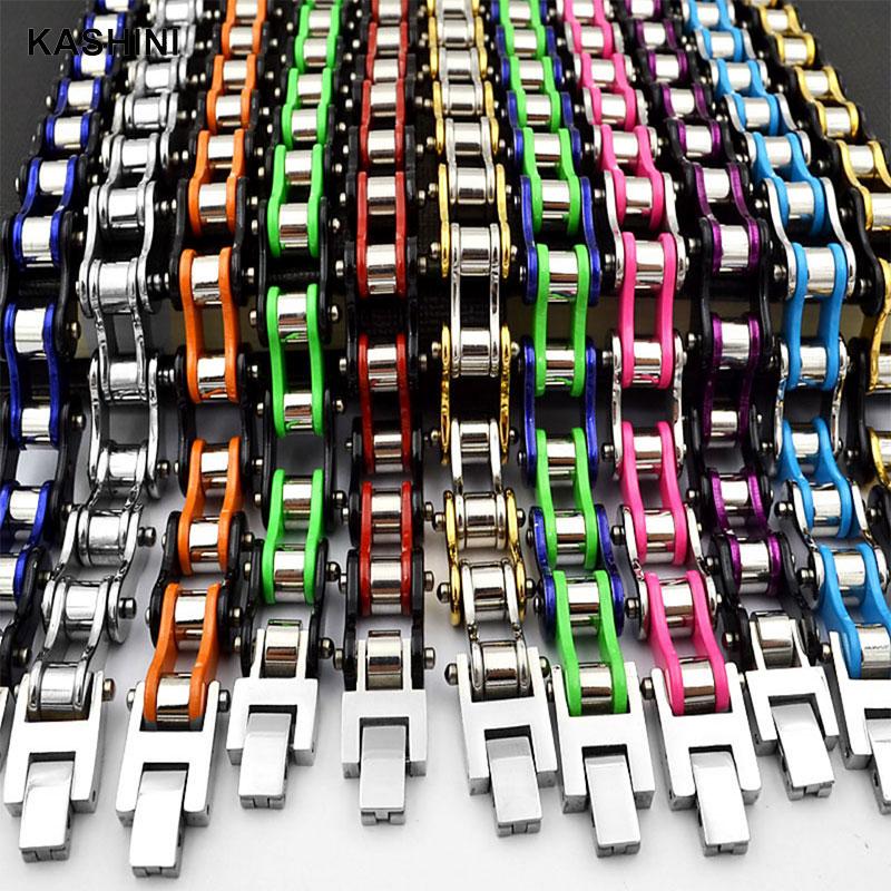 Ceramic Link Bracelet - メンズブレスレットバングルパンクバイカー自転車オートバイ多色チェーンブレスレット男性用ステンレス鋼ジュエリードロップシッピング