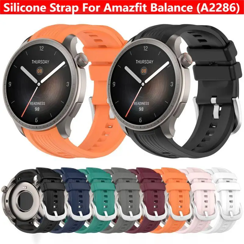 Silicone Band Replacement - Amazfit Balance A2286スマートウォッチ用シリコンストラップ、交換用リストバンド、ブレスレット、Huamiアクセサリー