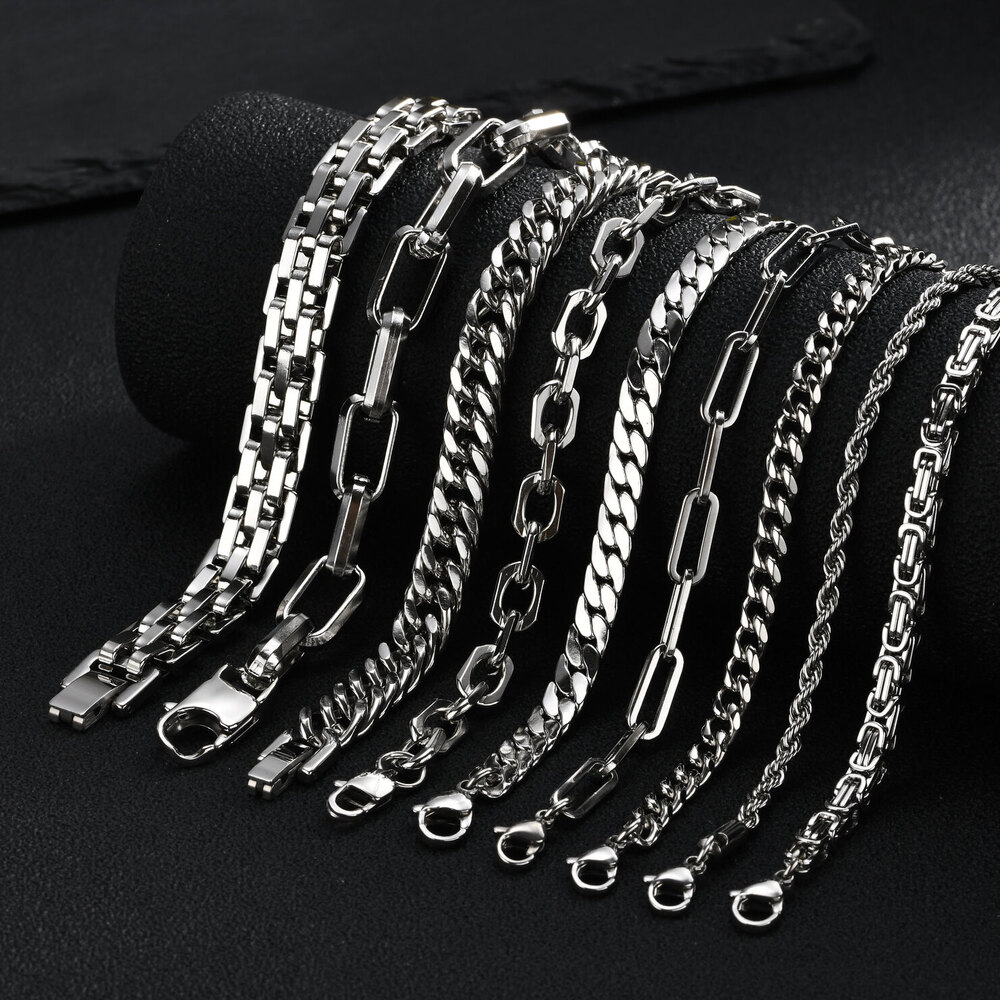 パンクシルバーカラーのメンズチェーンブレスレット、ヒップホッ - Ceramic Link Bracelet のレビューと価格