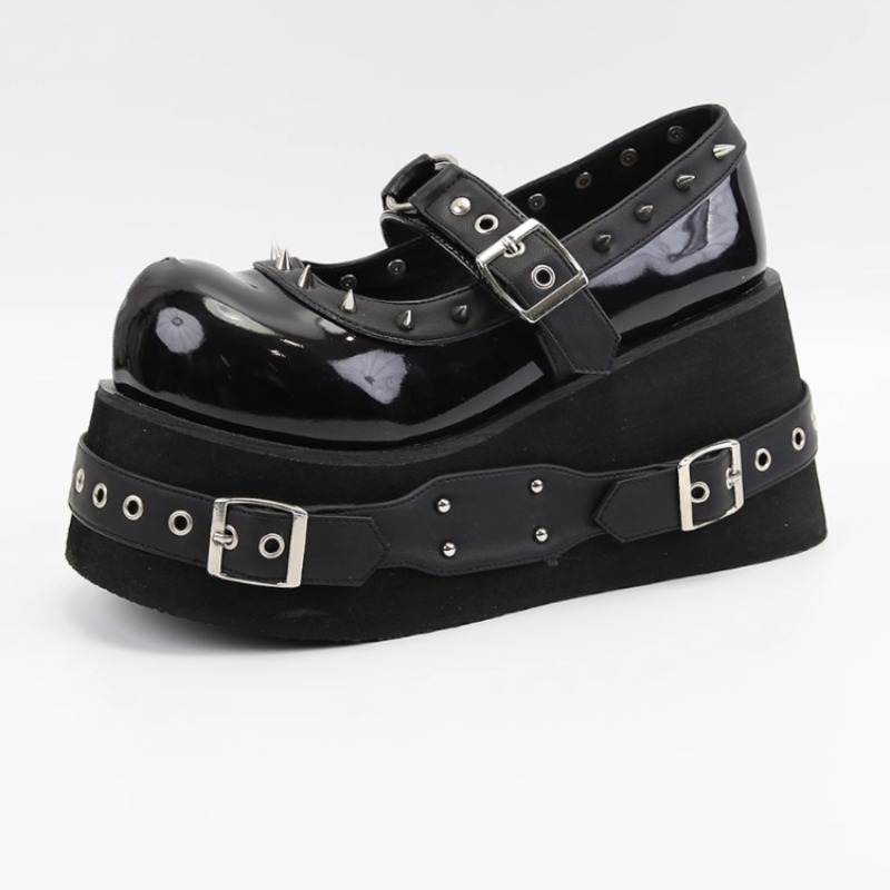 女性のための靴高められたリベットベルトバックルパンクローファ - Leather Classic Strap のレビューと価格