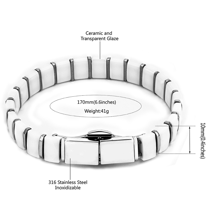 男性と女性のための特別なクラスプブレスレット,ステンレス鋼の - Ceramic Link Bracelet のレビューと価格