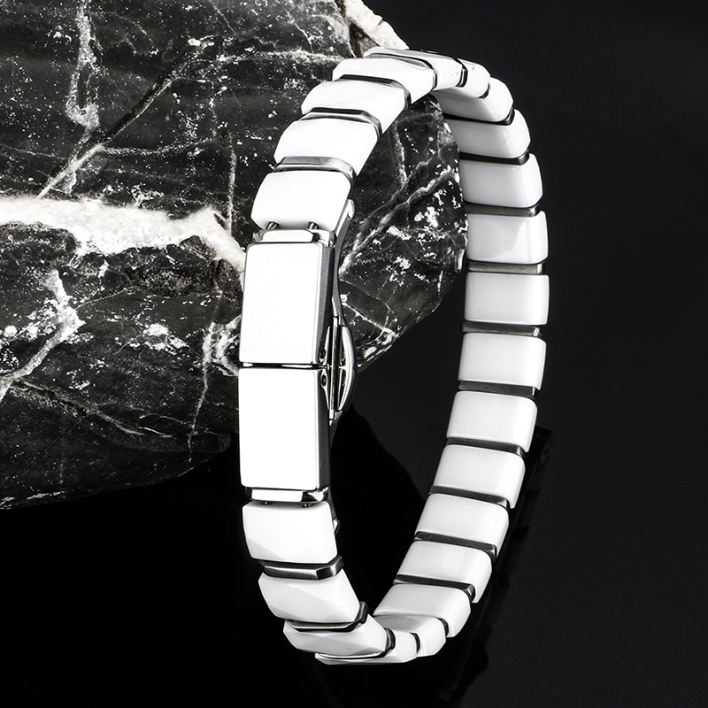 男性と女性のための特別なクラスプブレスレット,ステンレス鋼の - Ceramic Link Bracelet のレビューと価格
