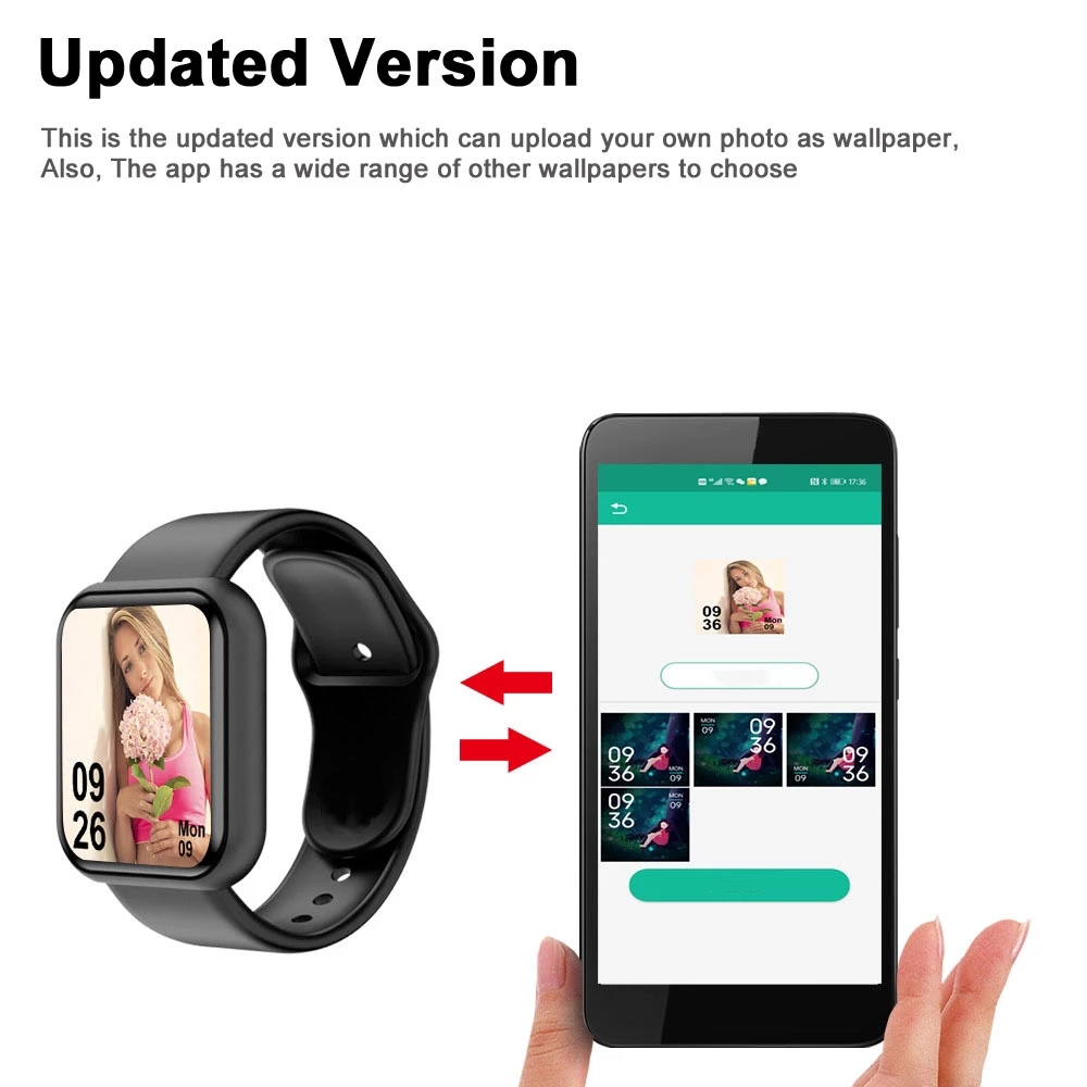 男性と女性のためのスマートウォッチ,スポーツモード,音楽コン - Silicone Band Replacement のレビューと価格