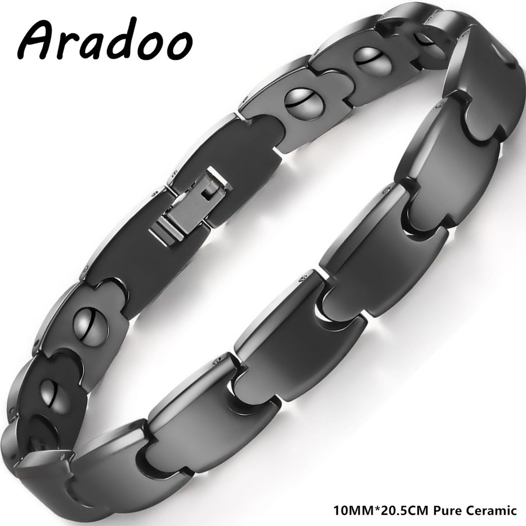 アラードゥ プレミアム セラミック ヘマタイト 磁気ブレスレ - Ceramic Link Bracelet のレビューと価格