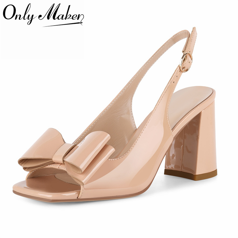 Onlymaker レディース スクエアトゥ ボウ スリング - Leather Classic Strap のレビューと価格