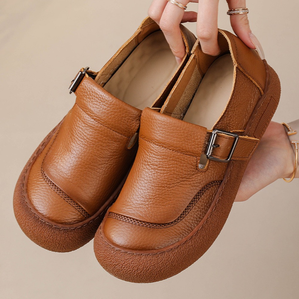 レディースカジュアルシングルシューズ 春秋新作 レトロスタイ - Leather Classic Strap のレビューと価格