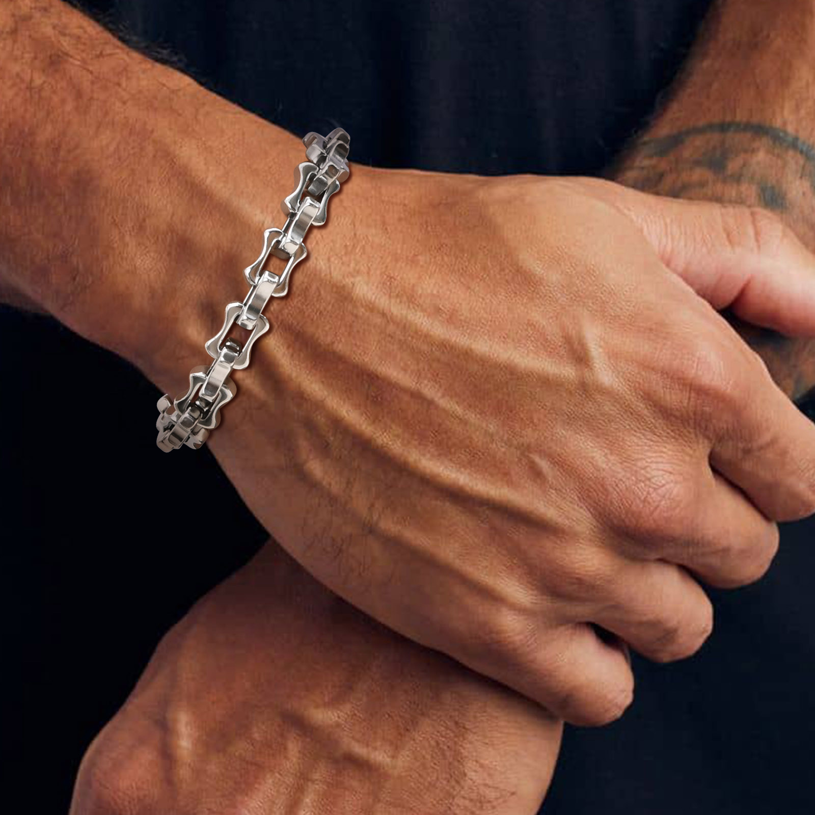 Vnox-男性用の頑丈な大胆なチェーンブレスレット,手作りの - Ceramic Link Bracelet のレビューと価格