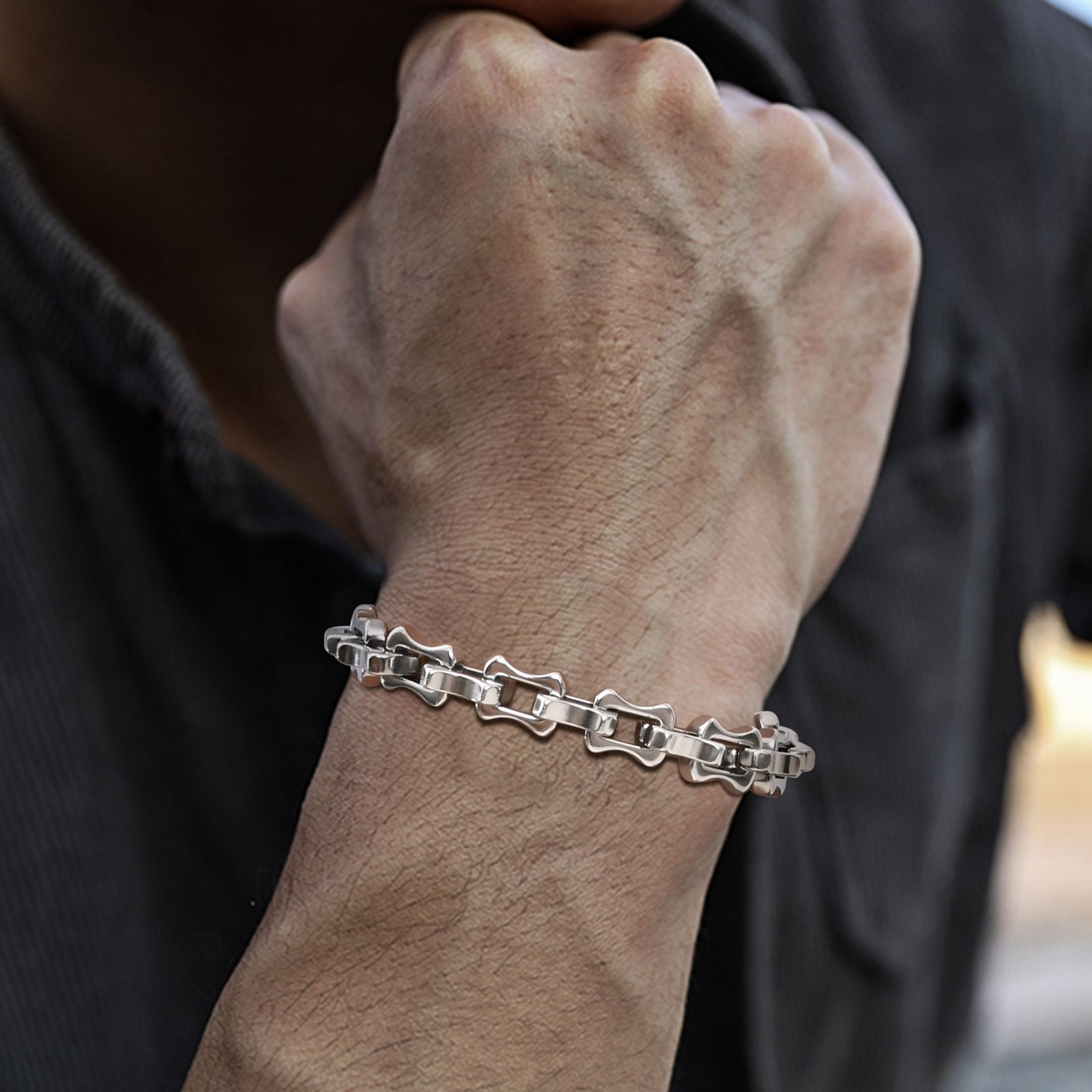 Vnox-男性用の頑丈な大胆なチェーンブレスレット,手作りの - Ceramic Link Bracelet のレビューと価格
