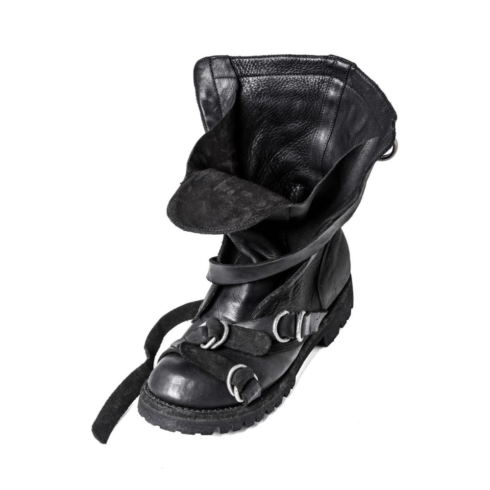 メンズレザーオートバイブーツパンクレトロ厚底ミッドカーフナイ - Leather Classic Strap のレビューと価格