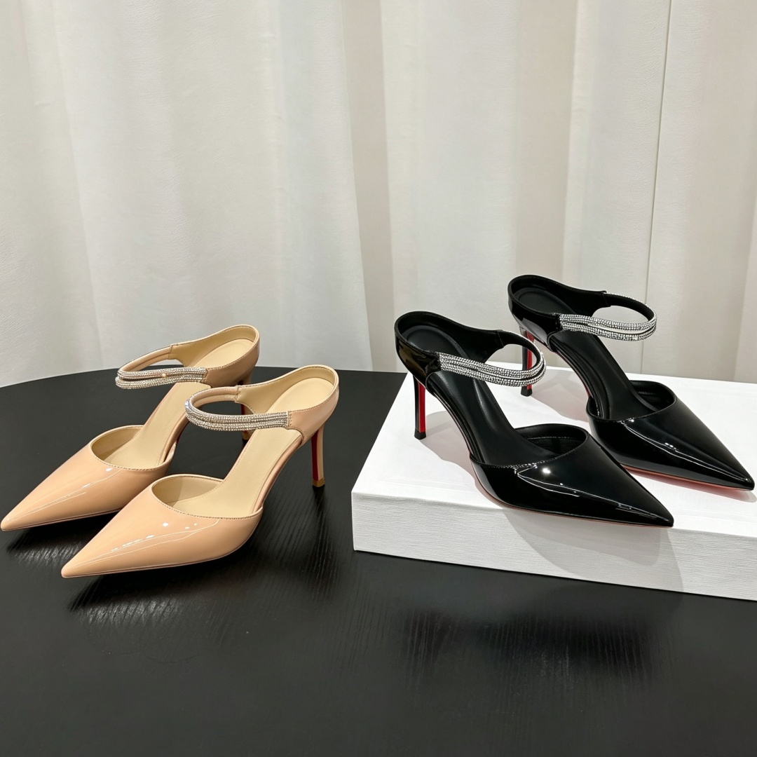 女性用パテントレザーポインテッドトゥスリングバックパンプス、 - Leather Classic Strap のレビューと価格